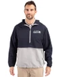 Seattle Seahawks Cutter & Buck Charter Recycled Packable Mens Half Zip Anorak Jacket Navy Blue/Polished Front