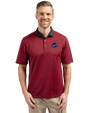 Miami Dolphins Americana Cutter & Buck Virtue Eco Pique Micro Stripe Recycled Mens Polo Red/Navy Blue Front