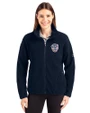 Milwaukee Brewers Stars & Stripes Cutter & Buck Cascade Epic Comfort Recycled Sherpa Fleece Womens Full Zip Jacket Navy Blue Front