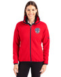 Milwaukee Brewers Stars & Stripes Cutter & Buck Cascade Eco Fleece Womens Full Zip Jacket Red/Navy Blue Front
