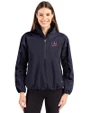 New York Giants Americana Cutter & Buck Charter Recycled Packable Womens Half Zip Anorak Jacket Navy Blue Front