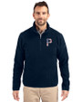 Pittsburgh Pirates Stars & Stripes Cutter & Buck Cascade Eco Sherpa Fleece Mens Big & Tall Quarter Zip Jacket Navy Blue Front