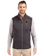 Pittsburgh Steelers Historic Cutter & Buck Mainsail Sweater-Knit Mens Big and Tall Full Zip Vest Charcoal Heather Front