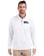 Seattle Seahawks Historic Cutter & Buck Adapt Eco Knit Stretch Recycled Mens Quarter Zip Pullover White Front