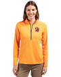 Tampa Bay Buccaneers Historic Cutter & Buck Adapt Eco Knit Stretch Recycled Womens Half Zip Pullover Orange Burst Front