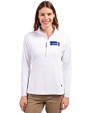 Seattle Seahawks Historic Cutter & Buck Adapt Eco Knit Stretch Recycled Womens Half Zip Pullover White Front