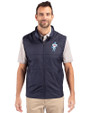 Tennessee Titans Historic Cutter & Buck Stealth Hybrid Quilted Mens Big and Tall Windbreaker Vest Liberty Navy Front