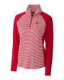 Tampa Bay Buccaneers Historic Cutter & Buck Forge Tonal Stripe Stretch Half Zip Womens Top Cardinal Red Mannequin