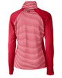 Tampa Bay Buccaneers Historic Cutter & Buck Forge Tonal Stripe Stretch Half Zip Womens Top Cardinal Red Mannequin Back