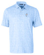 Tennessee Titans Historic Cutter & Buck Pike Constellation Print Stretch Mens Polo Atlas Light Blue Mannequin