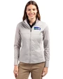 Seattle Seahawks Historic Cutter & Buck Stealth Recycled Hybrid Quilted Womens Windbreaker Jacket Polished Medium Gray Front