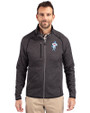 Tennessee Titans Historic Cutter & Buck Mainsail Sweater-Knit Mens Big and Tall Full Zip Jacket Charcoal Heather Front