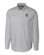 Pittsburgh Steelers Historic Cutter & Buck Stretch Oxford Stripe Mens Big and Tall Long Sleeve Dress Shirt Charcoal Mannequin
