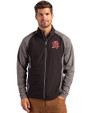 Tampa Bay Buccaneers Historic Cutter & Buck Adapt Eco Knit Hybrid Recycled Mens Big & Tall Full Zip Jacket Black Heather/Black Front