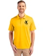 Pittsburgh Steelers Historic Cutter & Buck Prospect Eco Textured Stretch Recycled Mens Short Sleeve Polo College Gold Front