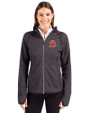 Tampa Bay Buccaneers Historic Cutter & Buck Mainsail Full Zip Hooded Womens Jacket Charcoal Heather Front