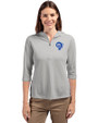 Los Angeles Rams Historic Cutter & Buck Virtue Eco Pique Recycled Half Zip Pullover Womens Hoodie Polished Medium Gray Front