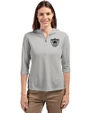 Las Vegas Raiders Historic Cutter & Buck Virtue Eco Pique Recycled Half Zip Pullover Womens Hoodie Polished Medium Gray Front