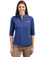 Seattle Seahawks Historic Cutter & Buck Virtue Eco Pique Recycled Half Zip Pullover Womens Hoodie Tour Blue Front