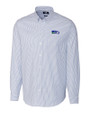 Seattle Seahawks Historic Cutter & Buck Stretch Oxford Stripe Mens Long Sleeve Dress Shirt French Blue Mannequin
