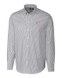Miami Dolphins Historic Cutter & Buck Stretch Oxford Stripe Mens Long Sleeve Dress Shirt Charcoal Mannequin