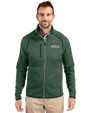 New York Jets Historic Cutter & Buck Mainsail Sweater-Knit Mens Full Zip Jacket Hunter Heather Front