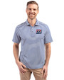 New York Giants Historic Cutter & Buck Virtue Eco Pique Stripe Recycled Mens Polo Tour Blue Front