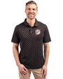Miami Dolphins Historic Cutter & Buck Virtue Eco Pique Tile Print Recycled Mens Polo Black Front
