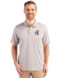 New Orleans Saints Historic Cutter & Buck Forge Tonal Stripe Stretch Mens Big and Tall Polo Polished Medium Gray Front