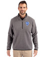 Los Angeles Rams Historic Cutter & Buck Cascade Epic Comfort Recycled Sherpa Fleece Mens Quarter Zip Jacket Elemental Grey/Black Front