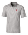 Tampa Bay Buccaneers Historic Cutter & Buck Forge Tonal Stripe Stretch Mens Polo Polished Medium Gray Mannequin