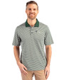 New York Jets Historic Cutter & Buck Forge Tonal Stripe Stretch Mens Polo Hunter Green Front