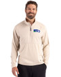 Seattle Seahawks Historic Cutter & Buck Adapt Recycled Soft Knit Stretch Mens Hybrid Quarter Zip Pullover  Wheat Heather Front