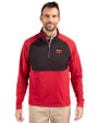 San Francisco 49ers Historic Cutter & Buck Adapt Eco Knit Hybrid Recycled Mens Quarter Zip Cardinal Red/Black Front