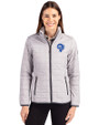 Los Angeles Rams Historic Cutter & Buck Rainier PrimaLoft®  Womens Eco Insulated Full Zip Puffer Jacket Polished Medium Gray Front