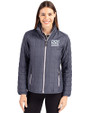 New York Giants Historic Cutter & Buck Rainier Recycled Insulated Puffer Womens Full Zip Jacket Anthracite Melange Front