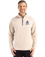 New England Patriots Historic Cutter & Buck Adapt Eco Knit Stretch Recycled Mens Quarter Zip Pullover Wheat Front