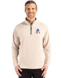 New England Patriots Historic Cutter & Buck Adapt Recycled Soft Knit Stretch  Mens Quarter Zip Pullover Wheat Front