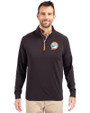 Miami Dolphins Historic Cutter & Buck Adapt Recycled Soft Knit Stretch  Mens Quarter Zip Pullover Black/Orange Front