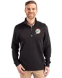 Miami Dolphins Historic Cutter & Buck Traverse Recycled Smooth Stretch Mens Big & Tall Quarter Zip Pullover Black Front
