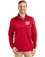 New York Giants Historic Cutter & Buck Traverse Recycled Smooth Stretch Mens Quarter Zip Pullover Red Front