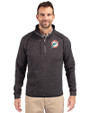 Miami Dolphins Historic Cutter & Buck Mainsail Sweater-Knit Mens Half Zip Pullover Jacket Charcoal Heather Front