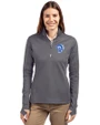 Los Angeles Rams Historic Cutter & Buck Traverse Recycled Smooth Stretch Womens Quarter Zip Pullover Elemental Grey Front