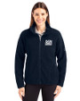 New York Giants Historic Cutter & Buck Cascade Epic Comfort Recycled Sherpa Fleece Womens Full Zip Jacket Navy Blue Front