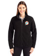 Miami Dolphins Historic Cutter & Buck Cascade Epic Comfort Recycled Sherpa Fleece Womens Full Zip Jacket Black Front