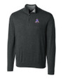 New England Patriots Historic Cutter & Buck Lakemont Tri-Blend Mens Big and Tall Quarter Zip Pullover Sweater Charcoal Heather Mannequin