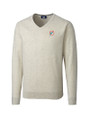 Miami Dolphins Historic Cutter & Buck Lakemont Tri-Blend Mens V-Neck Pullover Sweater Oatmeal Heather Mannequin