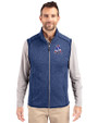 New England Patriots Historic Cutter & Buck Mainsail Sweater-Knit Mens Full Zip Vest Tour Blue Heather Front