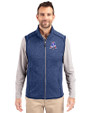 New England Patriots Historic Cutter & Buck Mainsail Sweater-Knit Mens Full Zip Vest Tour Blue Heather Front