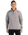 Miami Dolphins Historic Cutter & Buck Mainsail Sweater-Knit Mens Big and Tall Half Zip Pullover Jacket Polished Heather Front